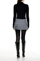 Pleated A-Line Mini Skirt