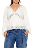 Plus Lace-Trim Flounce Shirt