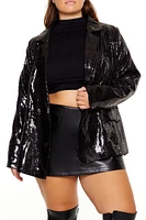 Plus Sequin Notched Blazer