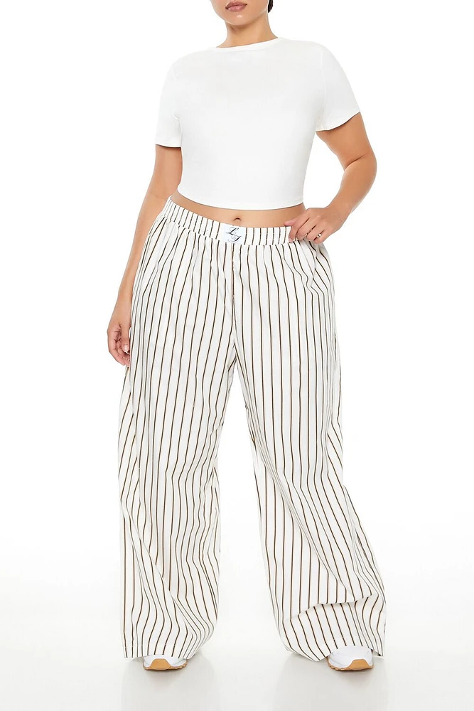 Plus Striped Poplin Pants