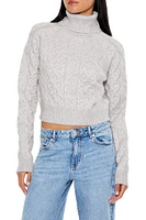 Cropped Cable Knit Turtleneck Sweater