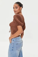 Peasant-Sleeve Crop Top