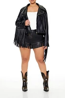 Plus Fringe Moto Jacket