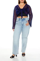 Plus Metallic Tie-Front Crop Top