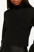 Lantern-Sleeve Turtleneck Top