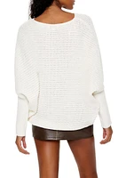 Ribbed Dolman-Sleeve Sweater