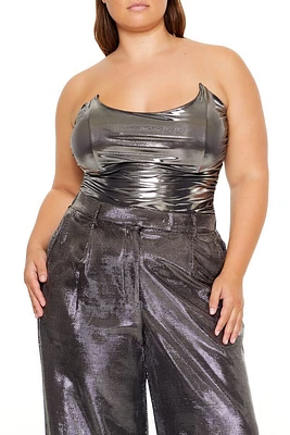 Plus Metallic Tube Crop Top