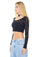 Lace Long-Sleeve Crop Top