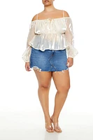 Plus Organza Open-Shoulder Top