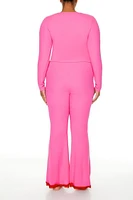 Plus Lace-Trim Flare Leggings