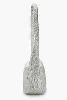 Metallic Heart-Quilted Shoulder Bag