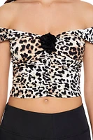 Leopard Off-the-Shoulder Crop Top