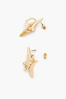 Faux Pearl Star Stud Earrings