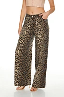 Stitched Leopard Wide-Leg Pants