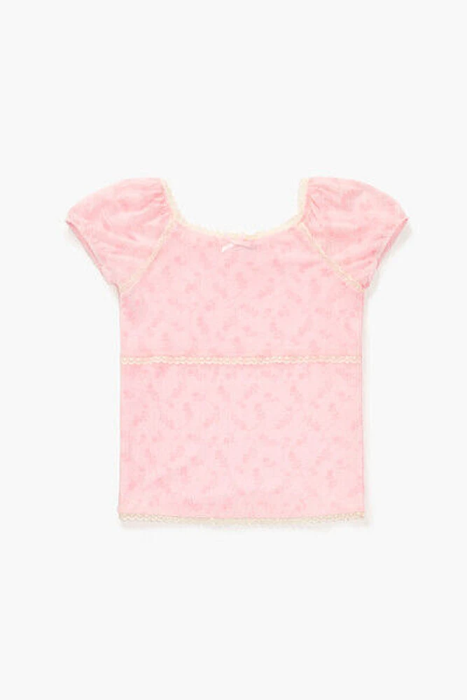 Girls Lace-Trim Floral Top (Kids)