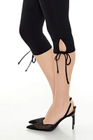 Ribbed Tie-Hem Capri Leggings