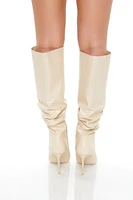 Ruched Faux Leather Stiletto Boots