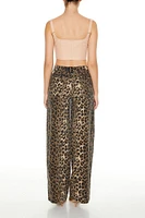 Stitched Leopard Wide-Leg Pants