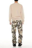 Leaf Print Slim-Fit Pants