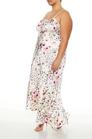 Plus Satin Floral Maxi Dress