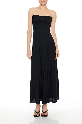 Strapless Asymmetrical Maxi Dress