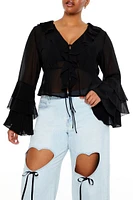 Plus Chiffon Ruffle-Trim Top