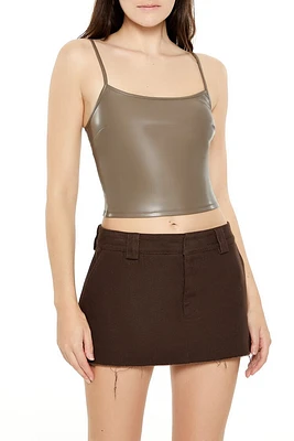 Faux Leather Cropped Cami