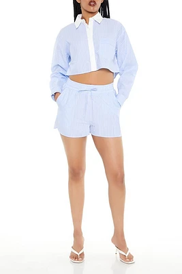 Cropped Striped Shirt & Shorts Set