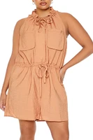 Plus Sleeveless Cargo Romper