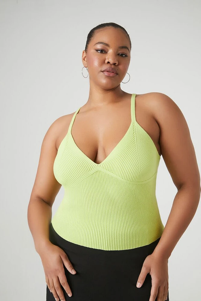 Plus Ribbed Sweater-Knit Cami