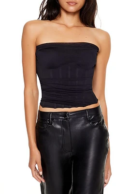 Ruched Mesh Corset Tube Top