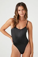 Satin Hook-and-Eye Lingerie Bodysuit