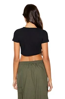 Cropped V-Neck Tee