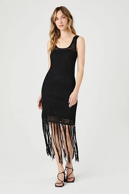 Crochet Sweater-Knit Fringe Dress