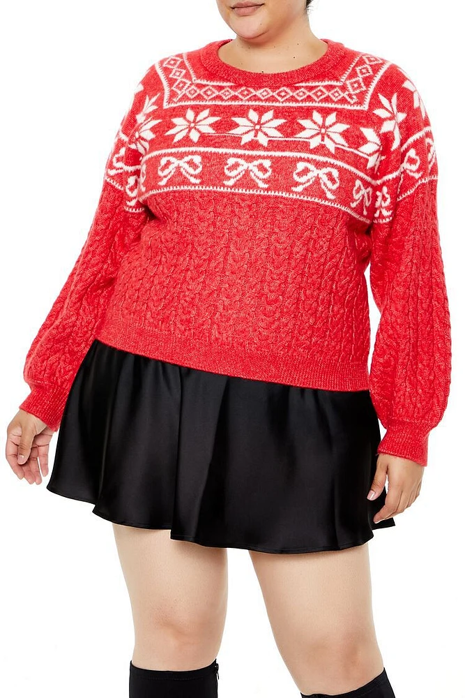 Plus Fair Isle Poinsettia Sweater