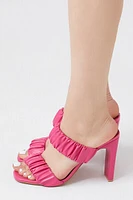 Faux Leather Ruched Block Heels