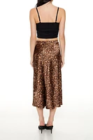 Leopard Print Slip Midi Skirt