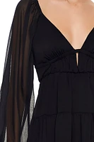 Plunging Tiered Babydoll Dress