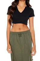 Cropped V-Neck Tee