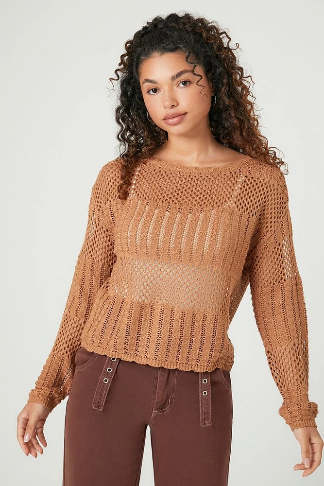 Sheer Crochet Knit Sweater