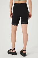 Lace-Trim High-Rise Biker Shorts