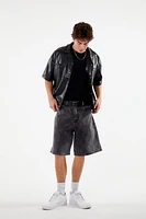 Mid-Rise Denim Baggy Shorts