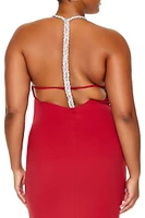 Plus Embellished Halter Maxi Dress