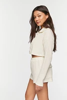 Cropped Waffle Knit Shirt & Shorts Set