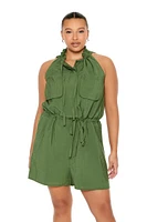 Plus Sleeveless Cargo Romper