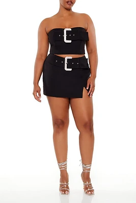 Plus Belted Mini Skirt