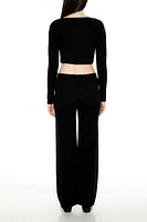 Sweater-Knit Wide-Leg Pants