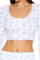 Floral Cropped Pajama Shirt