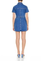 Denim Button-Front Mini Dress