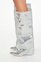 Metallic Fishnet Overlay Boots